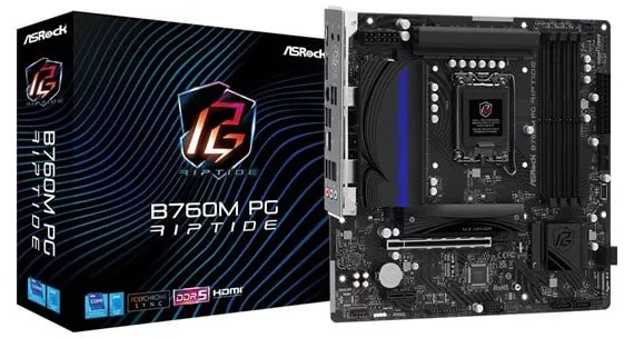 ASRock B760M PG Riptide Moderkort - Intel B760 - Intel LGA1700-sockel - DDR5 RAM - Micro-ATX