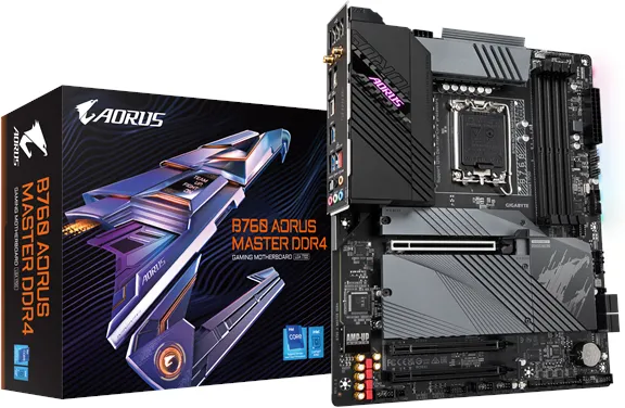 GIGABYTE B760 AORUS MASTER DDR4 Moderkort - Intel B760 - Intel LGA1700 Socket - DDR4 RAM - ATX