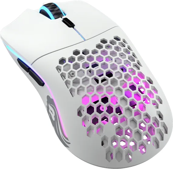 Glorious Model O Wireless - Matt Vit - Gamingmus - Optisk - 6 knappar - Vit med RGB-LED-belysning